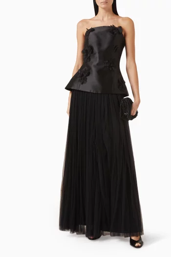 Floral-appliqué Top & Skirt Set