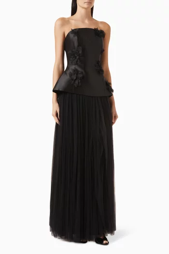 Floral-appliqué Top & Skirt Set