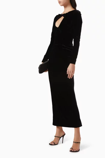 Bow Cut-out Dress in Velvet