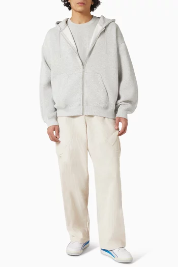 كنزة بغطاء رأس بروكلين بقصة فضفاضة وسحّاب كامل صوف