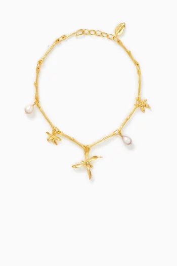 Jasmine Flower Necklace in 22kt Gold-plated Brass