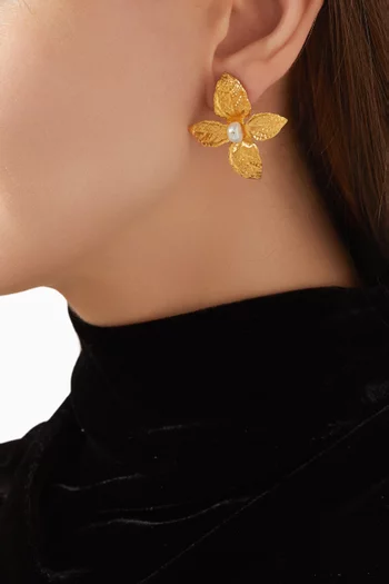 Golden Mint Stud Earrings in 22kt Gold-plated Brass