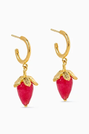 Mini Raspberry Hoops in Gold-plated brass