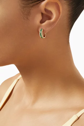 Cosmic Emerald & Diamond Huggie Earrings in 18kt Gold