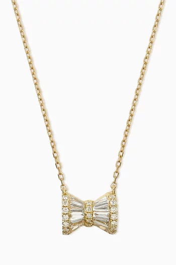 Mini Baguette Bow Diamond Necklace in 18kt Yellow Gold