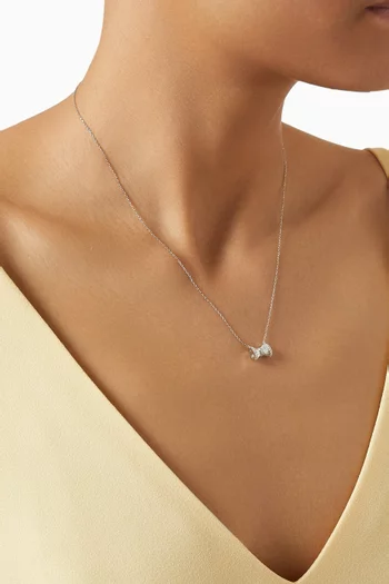 Mini Baguette Bow Diamond Necklace in 18kt White Gold