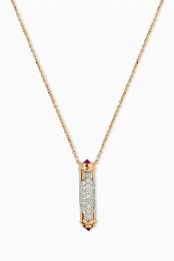 Layla Diamond & Ruby Scroll Necklace in 18kt Rose Gold