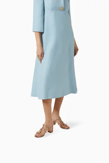 حذاء مفتوح بحلي هرمية وكعب 60 مم جلد نابا لامع