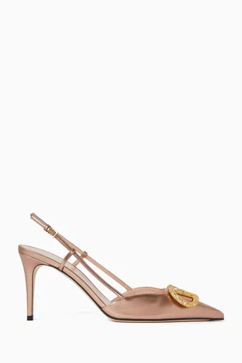 VLogo Signature 80 Slingback Pumps in Laminated Nappa
