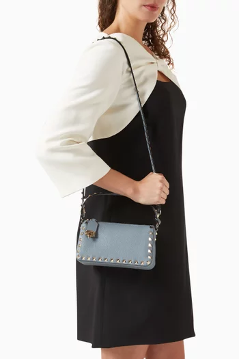 Small Rockstud Crossbody Bag in Grainy Calfskin Leather