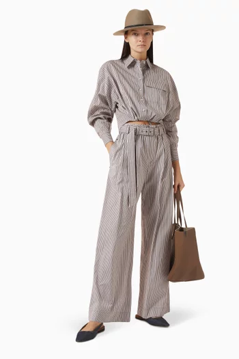 بنطال رياضي بقصة فضفاضة بوبلين