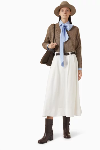 سترة بفتحة رقبة على شكل حرف V‏ منسوجة من مزيج قطن مضلع