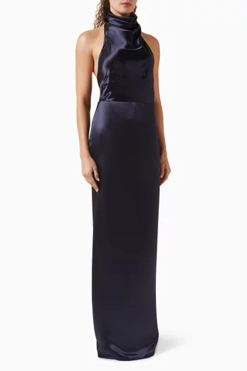 فستان بتصميم ملفوف وفتحة في الخلف ستان