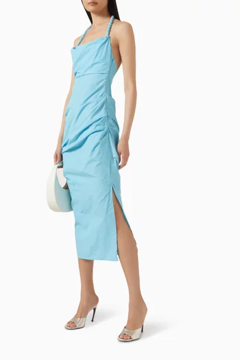 فستان رومي بأربطة حول الرقبة