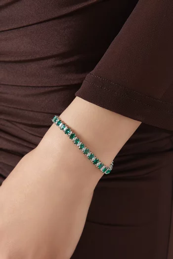 سوار تنس مرصع بأحجار زركونيا مكعبة بأشكال ماركيز وبيضاوية نحاس مطلي بالروديوم