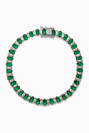 سوار تنس مرصع بأحجار زركونيا مكعبة بأشكال ماركيز وبيضاوية نحاس مطلي بالروديوم