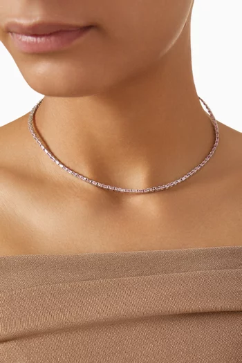 Baguette Tennis Necklace in Rhodium-plated Brass