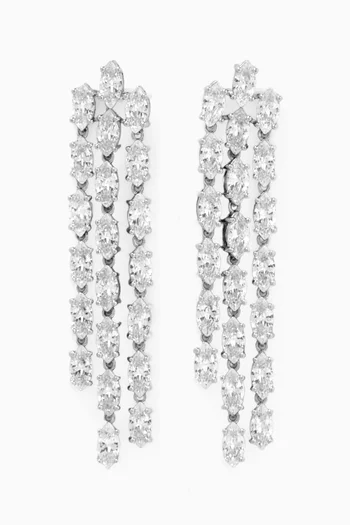 CZ Marquis Fringe Earrings in Rhodium-plated Brass