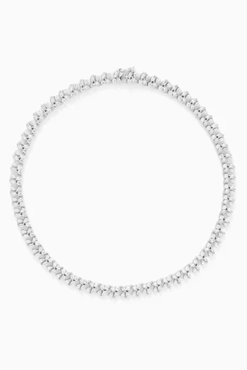 Marquis Pear Collar Necklace in Rhodium-plated Brass