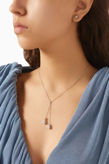 طقم أقراط وقلادة بدلاية وأحجار زركونيا مكعبة نحاس مطلي بالروديوم