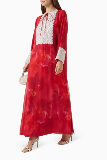 Bead-embellished Kaftan in Chiffon