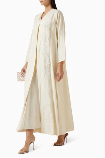 Tulle-trim Abaya in Silk