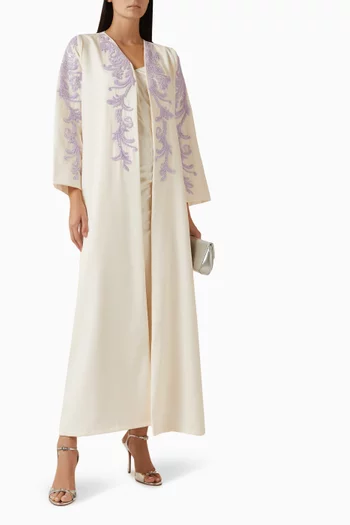 Bead-embellished Abaya in Silk Satin