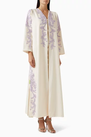 Bead-embellished Abaya in Silk Satin