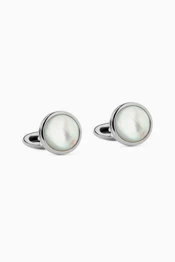 Purezza Cufflinks in Mother of Pearl & Palladium-Plated Metal