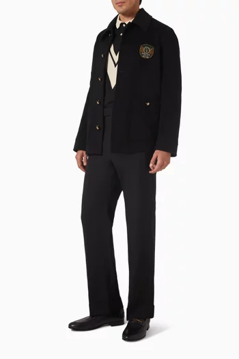 جاكيت بتطريز شعار الماركة صوف وكشمير