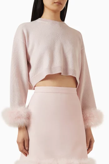 Feather-trim Sweater in Cashmere