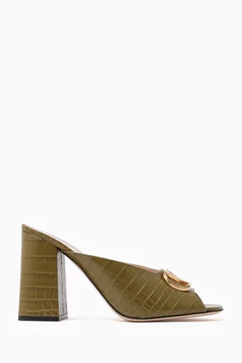 VLogo 95 Signature Mules in Croc-embossed Leather