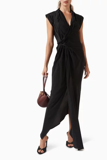 Asymmetric Twist-detail Dress in Silk