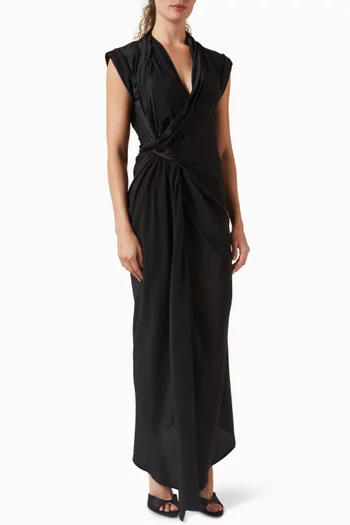 Asymmetric Twist-detail Dress in Silk