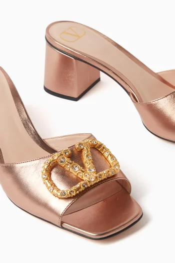 VLOGO Signature Slide Sandals in Laminated Nappa