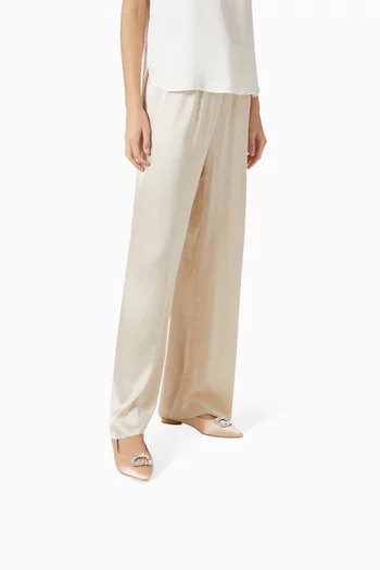 Aziza Crystal Ballerina Flats in Satin