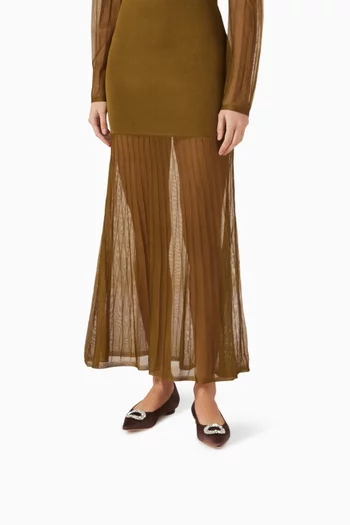 Aziza Crystal Ballerina Flats in Satin