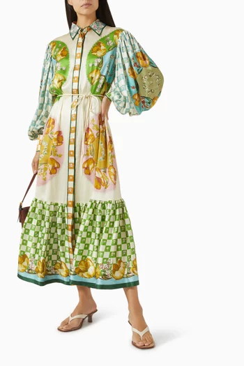 Tina Belted Dress in Silk