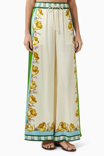 Tina Wide-leg Pants in Silk