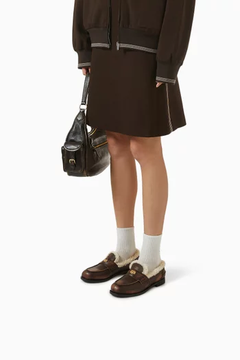 Penny Loafers in Bleached Leather & Shearling