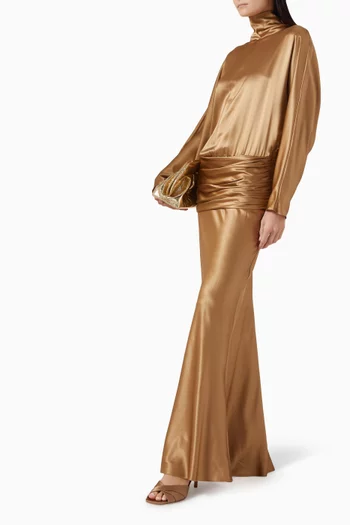 Ruched Dress in Mulberry Silk