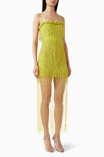 Presley Embellished Fringe Mini Dress in Tulle
