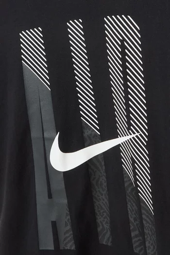 تي شيرت بطبعة شعار الماركة قطن