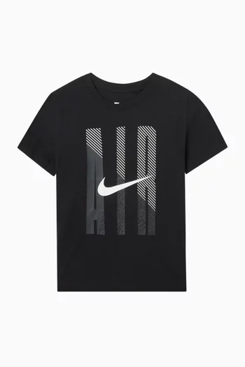 تي شيرت بطبعة شعار الماركة قطن