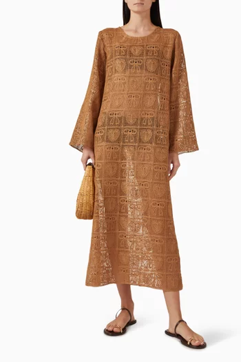 قفطان طويل بتصميم كروشيه