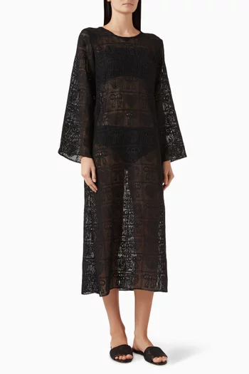 قفطان طويل بتصميم كروشيه