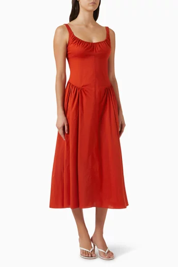 فستان أولاس متوسط الطول قطن