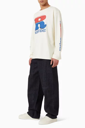 Split Petrol T-shirt in Cotton