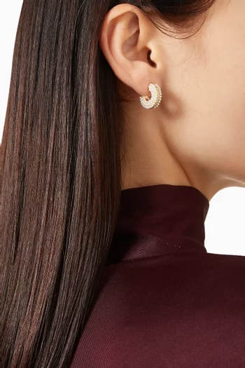 Pearl & Crystal Hoop Earrings in Gold Vermeil