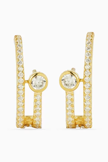 أقراط بنقشة تجريدية مرصعة بأحجار بافيه فضة إسترلينية مطلية ذهب